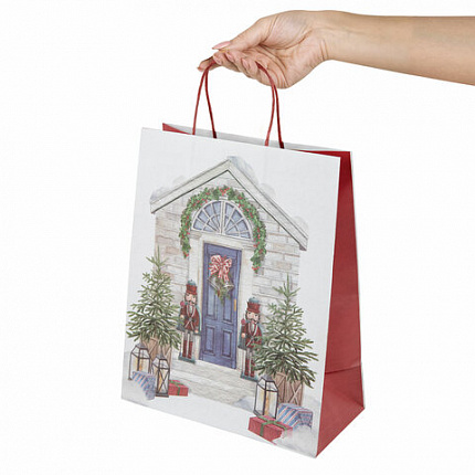 Пакет подарочный КОМПЛЕКТ 10 штук новогодний 26x13x32 см, "Новогодняя Сказка", ЗОЛОТАЯ СКАЗКА, 592131