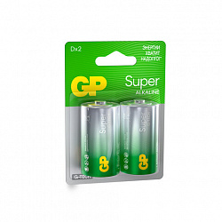 Батарейки КОМПЛЕКТ 2 шт., GP Super G-Tech, D (LR20, 13А), алкалиновые, блистер, 13A-2CR2