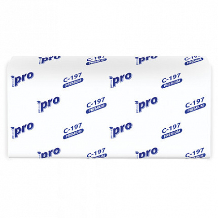 Полотенца бумажные 200 шт., PROtissue (H3) PREMIUM, 2-слойные, белые, КОМПЛЕКТ 20 пачек, 22х21 см, V-сложение, С197, C197