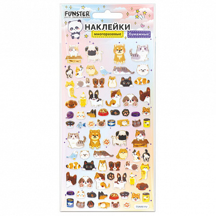 Наклейки бумажные 17,5х9,5 см, ассорти 12 видов, FUNSTER (ФАНСТЕР), 666676