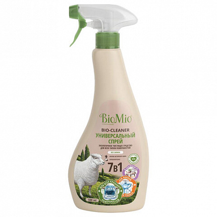 Универсальное чистящее средство для всех твердых поверхностей 500 мл BIOMIO "7в1", рыспылитель, 506.04231.0101