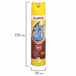 Полироль для мебели с воском и антистатиком 3 в 1, аэрозоль, 300 мл, LAIMA (Аналог PRONTO/ПРОНТО), ТУРЦИЯ, 608503