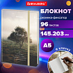 Блокнот с резинкой в клетку 96 л., А5, 145х203 мм, твердая обложка, BRAUBERG, "Nature", 115534