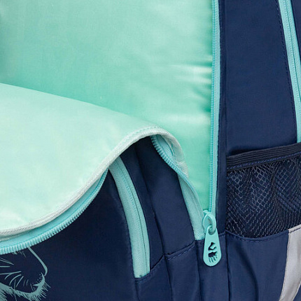 Рюкзак GRIZZLY школьный, анатомическая спинка, 2 отделения, для девочек, "AZURE", 40х25х13 см, RG-564-4/1