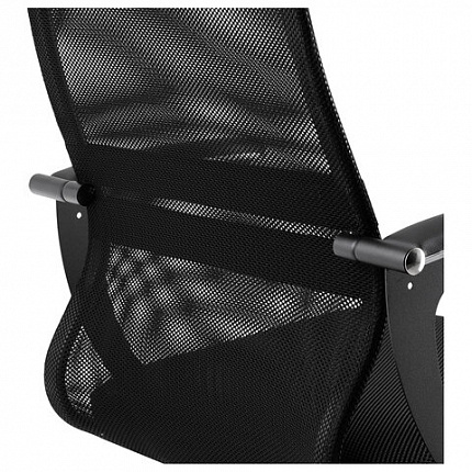 Кресло МЕТТА "SU-C-8-Т" хром, с подлокотниками, ткань-сетка, сиденье мягкое, черное