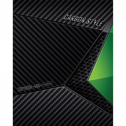 Тетрадь А5, 48 л., HATBER, скоба, клетка, выборочный лак, "CarbonStylee" (микс в спайке), 068127, 48Т5вмВ1