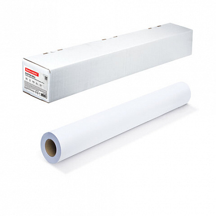 Бумага широкоформатная рулон для плоттера, 610 мм х 45 м х втулка 50,8 мм, 90 г/м2, белизна CIE 146%, BRAUBERG, 110451
