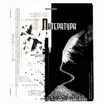 Тетради предметные, КОМПЛЕКТ 12 ПРЕДМЕТОВ, 48 л., матовая ламинация, BRAUBERG, "BLACK&WHITE", 404835