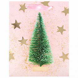 Пакет подарочный (1 штука) новогодний 18x10x23 см, ЗОЛОТАЯ СКАЗКА "Pink Ivory", фольга, 608234