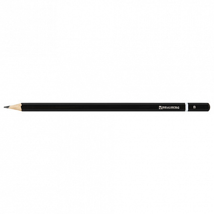 Карандаш чернографитный BRAUBERG, 1 шт., "Touch line", В, корпус черный, заточенный, 180622