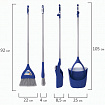 Совок для мусора КОМПЛЕКТ щетка + 2 рукоятки по 66 см металлические, резиновая кромка, синий, LAIMA, 601474