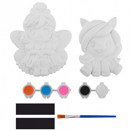 Фигурка-раскраска из гипса "С магнитом", с красками и кистью, ассорти, BRAUBERG KIDS, 666010