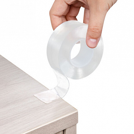 Многоразовая двухсторонняя прозрачная крепежная лента, скотч NANO tape, 5 м x 3 см, толщина 1 мм, WBZ (ВБЗ), 700426