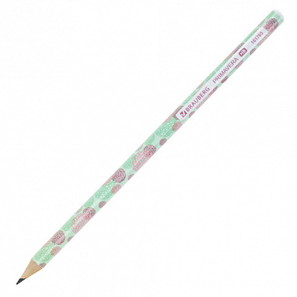 Карандаш чернографитный BRAUBERG "PRIMAVERA", 1 шт., HB, корпус ассорти, 181765