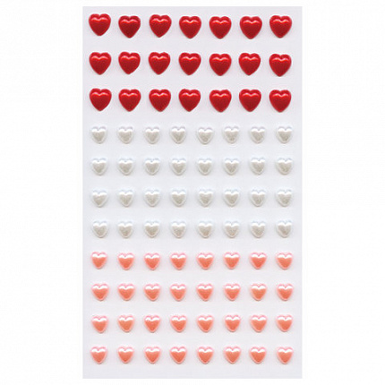 Стразы самоклеящиеся "Сердце", ассорти, 8-10 мм, 85 шт., на подложке, ОСТРОВ СОКРОВИЩ, 661572