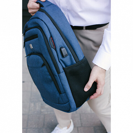 Рюкзак HEIKKI SECURE (ХЕЙКИ) универсальный, 2 отделения, отделение для ноутбука, синий, 46x31x19 см, 273896