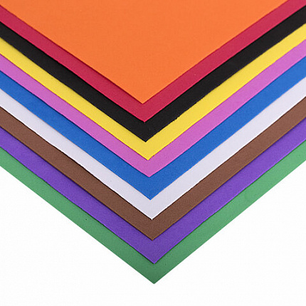 Пористая резина/фоамиран А4, 1 мм, НАБОР, 10 листов, 10 цветов, яркие цвета, ОСТРОВ СОКРОВИЩ, 661696