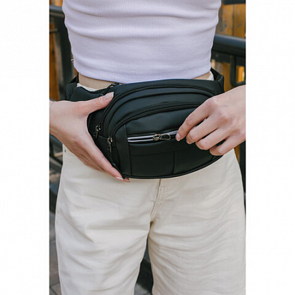 РЕЗЕРВ Сумка на пояс PROMPT, два отделения, светоотражающая молния, черная, 35х13,5х4, 273922