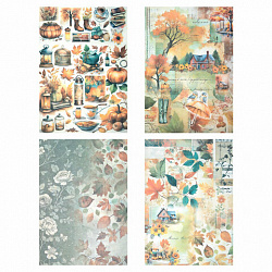 Бумага для скрапбукинга 15х21 см "Осень", двусторонняя, 12 листов, 240 г/м2, ОСТРОВ СОКРОВИЩ, 665446