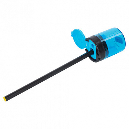 Точилка BRAUBERG "Office Round", 2 отверстия для чернографитных карандашей (в том числе утолщенных), с контейнером, ассорти, 228446