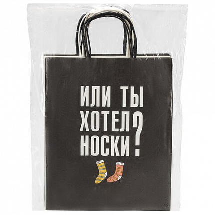 Пакет подарочный (1 штука) 26х13х32 см (L) "Man Funny Notes", ассорти, крафт, ЗОЛОТАЯ СКАЗКА, 700823