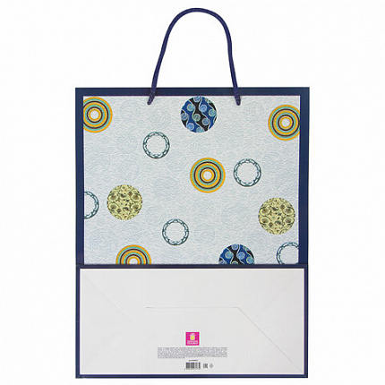 Пакет подарочный (1 штука) 26x13x32 см, ЗОЛОТАЯ СКАЗКА "Кольца и круги", ламинированный, 606602