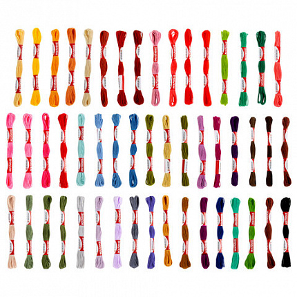 Нитки для вышивания (мулине), набор 50 цветов, 8 м, полиэфир, DEVELIA (Девелиа), 665431