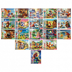 Пазл картонный ОЖИВИ МУЛЬТФИЛЬМ 35/60/104 элементов АССОРТИ, 230х330мм, РК