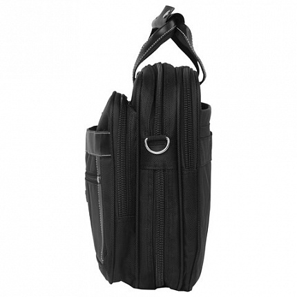 Сумка портфель BRAUBERG CARBON с отделением для ноутбука 15-16", 2 отделения, черная, 31х41х13 см, 240509
