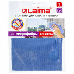 Салфетка из МИКРОФИБРЫ для стекла и оптики 30х30 см, синяя, 250 г/м2, LAIMA, 601256