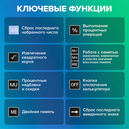 Калькулятор настольный BRAUBERG EXTRA-12-BKBU (206x155 мм), 12 разрядов, двойное питание, ЧЕРНО-СИНИЙ, 250472