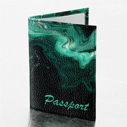 Обложка для паспорта натуральная кожа флоттер, принт "Дым", цвет черный, BRAUBERG, 238869