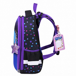Ранец BRAUBERG PREMIUM, 2 отделения, с брелоком, "Neon cat", 38х29х16 см, 271352