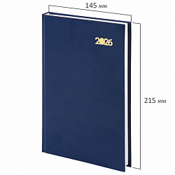 Ежедневник датированный 2026 145х215 мм, А5, STAFF, обложка бумвинил, синий, 117305