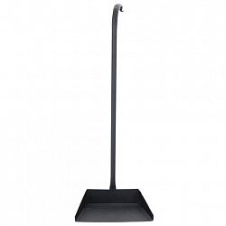 Совок для мусора 28х19см металл, ПРОЧНЫЙ высокая Г-образная ручка 75см, порошковый окрас, темно-серый, дом, офис, улица, ГРАНДМАСТЕР, 700351