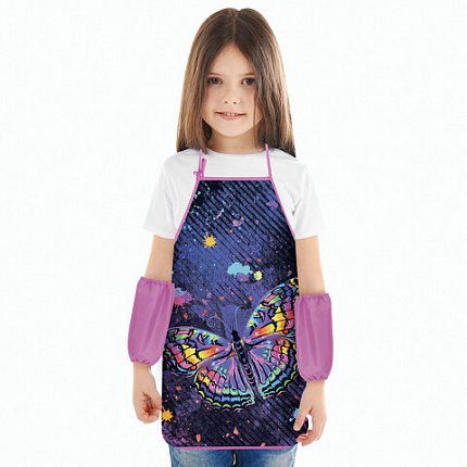 Фартук с нарукавниками для уроков труда ЮНЛАНДИЯ, регулировка по росту, 46х54 см, Colorful butterfly, 273763