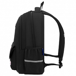 Рюкзак BRAUBERG STYLE, 2 отделения, 4 кармана, "Всем привет!", черный, 40х26х15 см, 274410