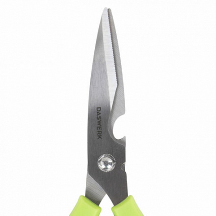 Ножницы кухонные DASWERK (ДАСВЕРК), 210 мм, с орехоколом, открывашкой, зазубренным лезвием, 608903