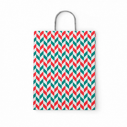 Крафт-пакет бумажный "Зигзаг" 26х15х35 см, с кручеными ручками, плотность 100 г/м2, белый, 113211