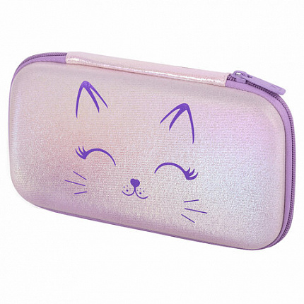Пенал BRAUBERG SHINY, 1 отделение, 1 откидная планка, ЭВА, 22х13х4 см, "Счастливый кот", 271554