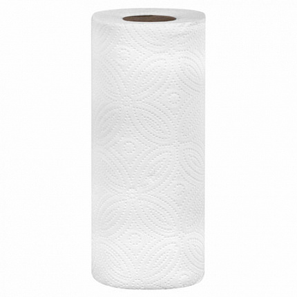 Полотенца бумажные 2-х слойные, спайка 6 рулонов (6х14,7 м), LAIMA LUXE, 100% целлюлоза, 114742