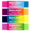 Ластик полупрозрачный BRAUBERG "Grade", 60x15x10 мм, картонный держатель, цвет ассорти, 271997