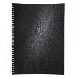 Тетрадь бумвинил А4 96 л., гребень, офсет №1, клетка, "ЧЕРНАЯ Metallic", HATBER, 077202, 96Т4бвВ1гр