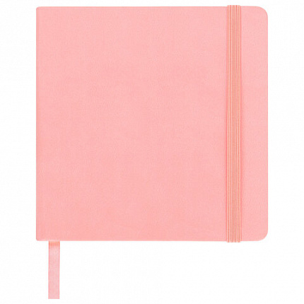 Скетчбук, слоновая кость 140 г/м2 120х120 мм, 80 л., КОЖЗАМ, резинка, BRAUBERG ART CLASSIC, пастель розовый, 116876