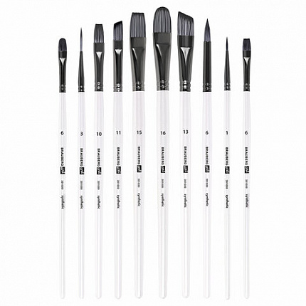 Кисти художественные набор 10 шт, синтетика в ПВХ пенале, № 1-10, BRAUBERG ART DEBUT,