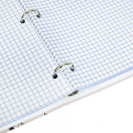 Тетрадь на кольцах БОЛЬШАЯ А4, 215х305 мм, 100 л., твердый картон, клетка, BRAUBERG, "Цветы", 405412