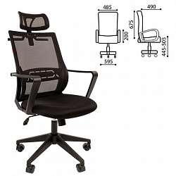 Кресло Chairman СН 545, регулируемый подголовник, вешалка плечики, сетка/ткань TW, черное, 7126770