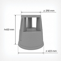 Стремянка-табурет передвижная, 2 ступени, на колесах (под нагрузкой статична), 43 см, пластик, до 150 кг, 640104