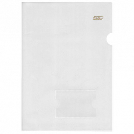 Папка-уголок с карманом для визитки, А4, прозрачная, 0,18 мм, AGкм4 00100, V246931