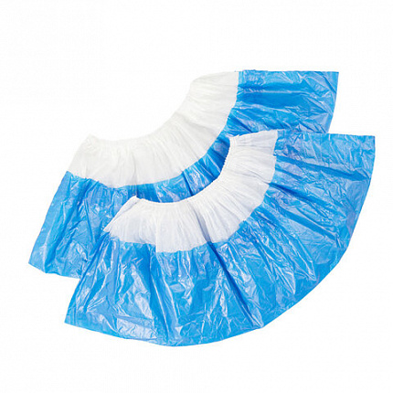 Бахилы двойные, КОМПЛЕКТ 100 шт. (50 пар), СУПЕР ЭКСТРА, 39х14 см, двойная резинка, 54 мкм, 5,1 г, ELEGREEN, ПНД-8/19/2р-Б-С